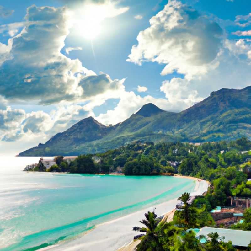 Quatre personnes profitant de la beauté de l'île de Mahé aux Seychelles, un paradis tropical avec des plages de sable blanc et des eaux turquoise, lors de leur escapade de 24 heures en automne.