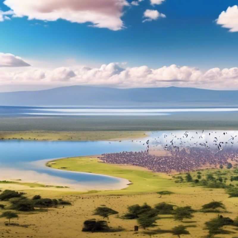 Trois couples de festivaliers admirent les flamants roses qui s'élèvent majestueusement du lac Nakuru, un spectacle naturel captivant au cœur du Kenya, lors de leur escapade hivernale.