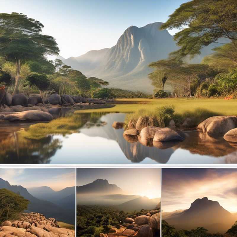 Une famille avec des enfants, les voyageurs d'affaires, profitant de la beauté époustouflante du mont Mulanje, Malawi, lors de leur escapade hivernale.