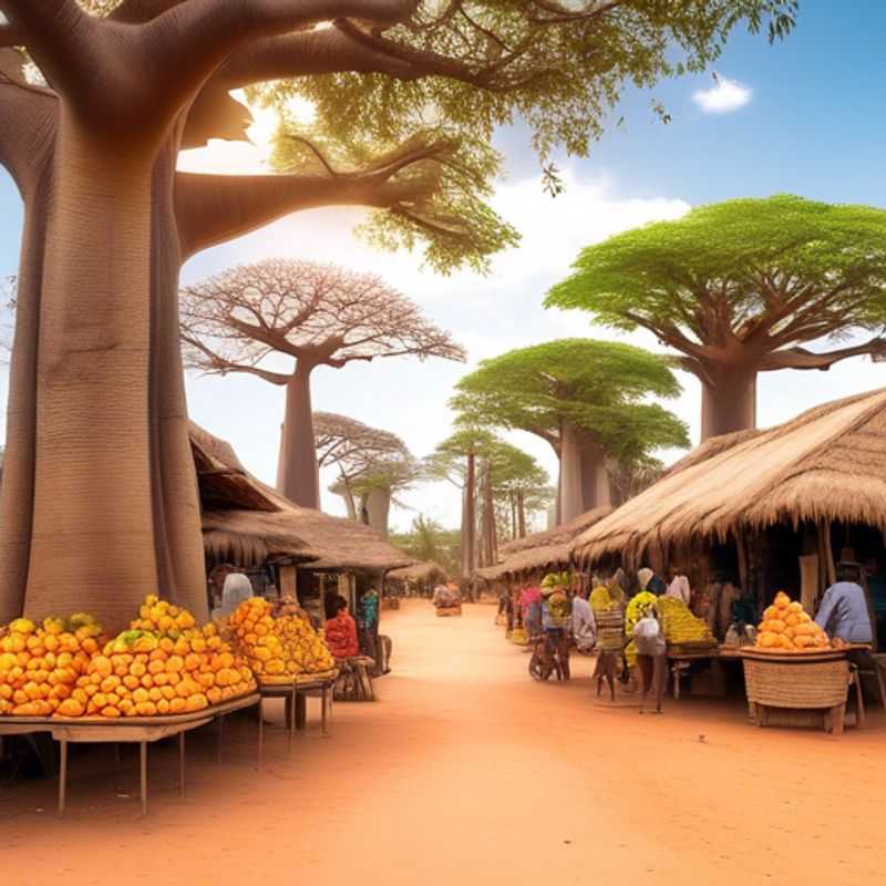 Trois couples explorant l'Avenue des Baobabs à Madagascar, entourés par les majestueux baobabs en fleurs au printemps, savourant des délices culinaires locaux et des moments inoubliables.