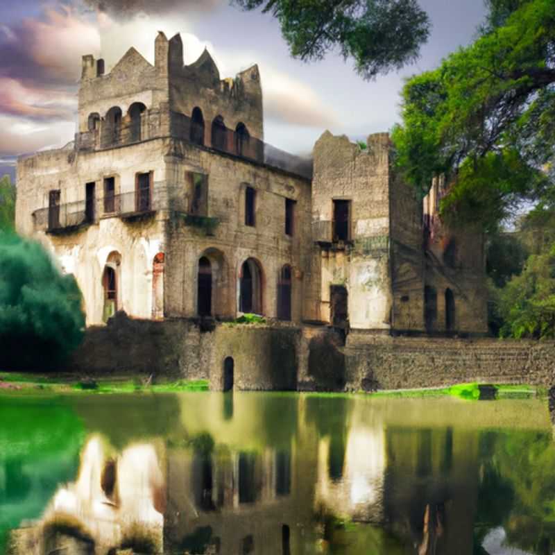 Visite de l'église Debre Berhan Selassie dans les châteaux de Gondar&#44; en Éthiopie&#44; au printemps