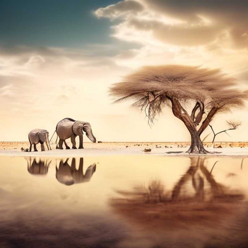 Le Groupe Voyageur, deux couples d'amis, profite d'une journée ensoleillée dans le parc national d'Etosha en Namibie, entourés de paysages grandioses et de faune africaine fascinante.